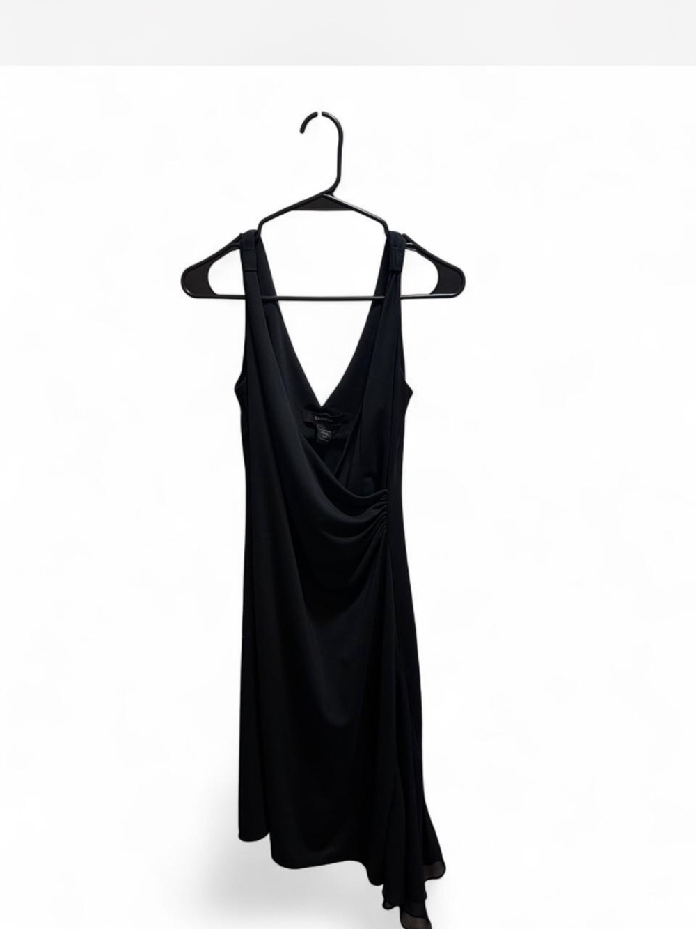Express Black Asymmetrical Draped V-Neck Dress